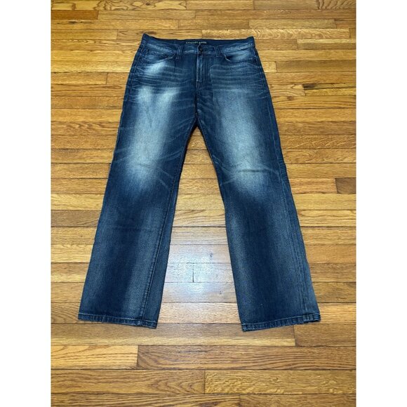 Express Jeans Mens 36x33 Blue Blake Loose Fit Boot Cut Relaxed Baggy Denim - Picture 1 of 12